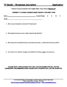 Application: TV Studio (18-19)