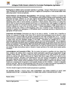 Arlington Public Schools Athletic/Co-Curricular Participation Agreement