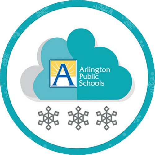 snow graphic with APS Icon and words "Arlington Public Schools"